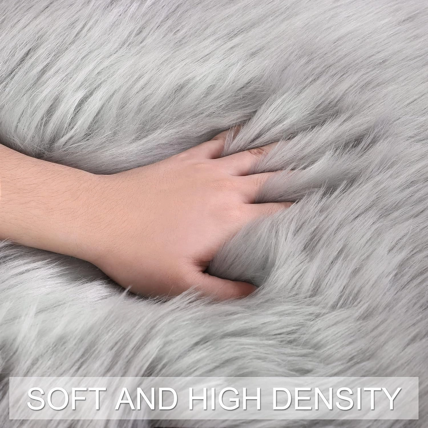 uxcell Faux Fur Round Rug,Fluffy Area Mat,Fluff Rugs for Bedroom Floor Sofa Living Room 2 x 2 Feet Light Gray