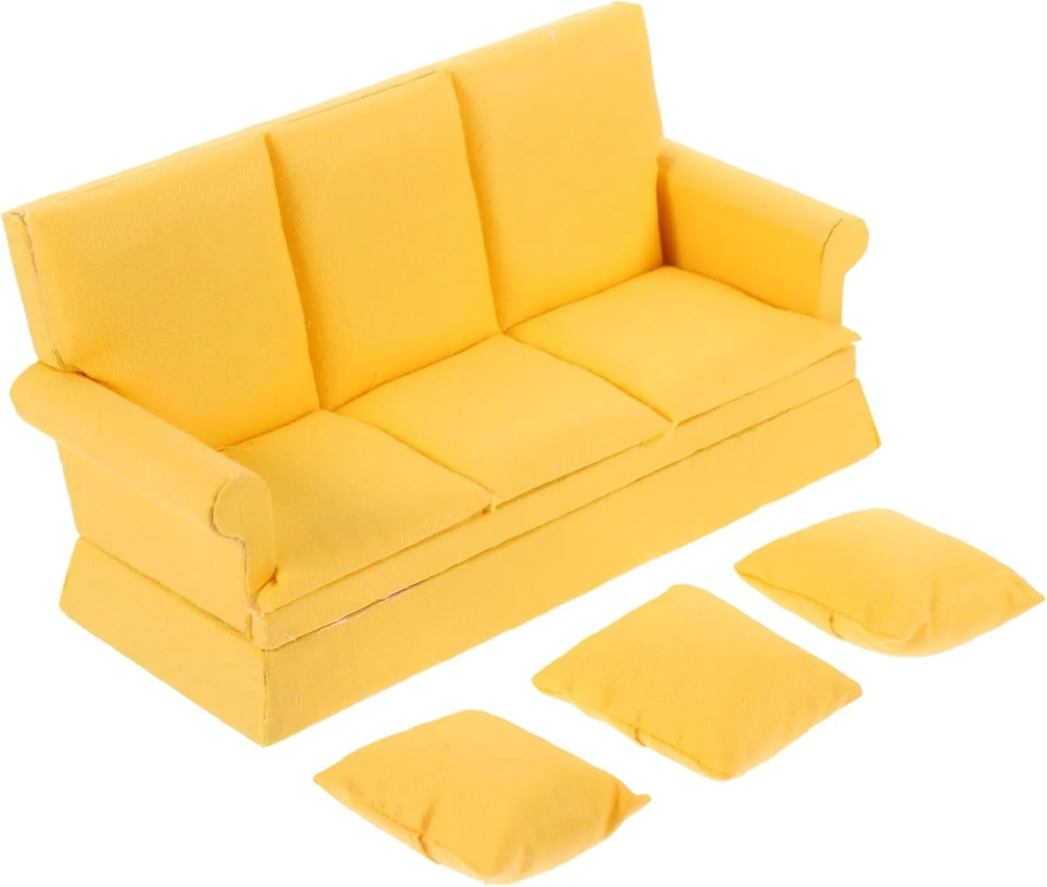 Vaguelly 1set Miniature Dollhouse Sofa with Cushions Cute Sofa Furniture Prop for Dollhouse Decor and Cloth Materials for Collectors and Boys and Girls