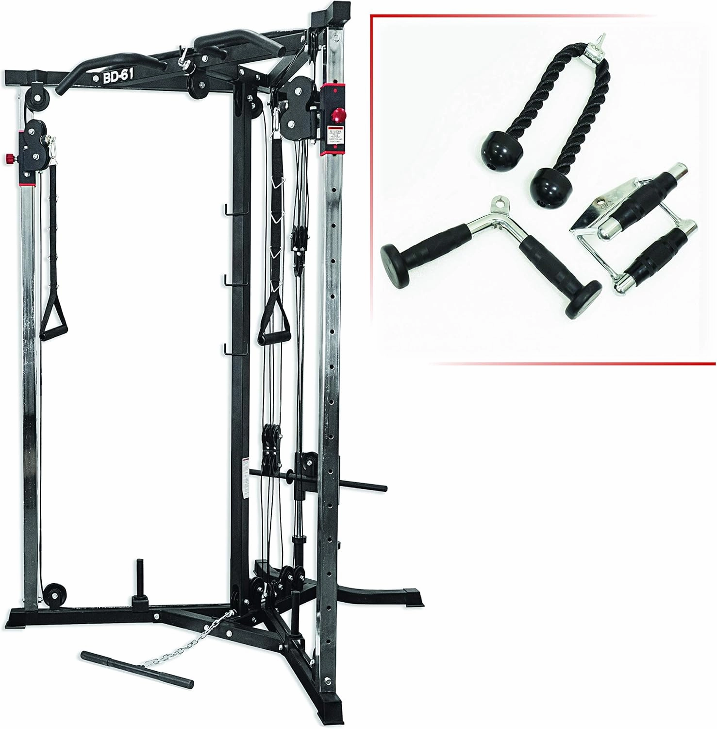 Valor Fitness Cable Crossover Machine - 17 Adjustable Positions with Pull Up Bars and Optional Bundle Attachments Max Weight 200 lb. Plate Loaded Pulley System for Home Gym Power Workout