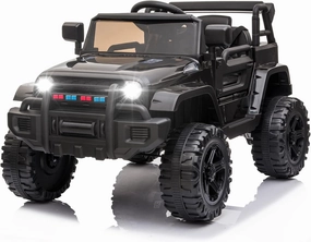 VALUE BOX Kids Ride On Truck 2.4G Remote Control, Kids Electric Ride-on Car 12V Battery Motorized Vehicles Age 3-5 w/ 3 Speeds, Spring Suspension, LED Lights, Horn, Music Player, Seat Belts (Black)