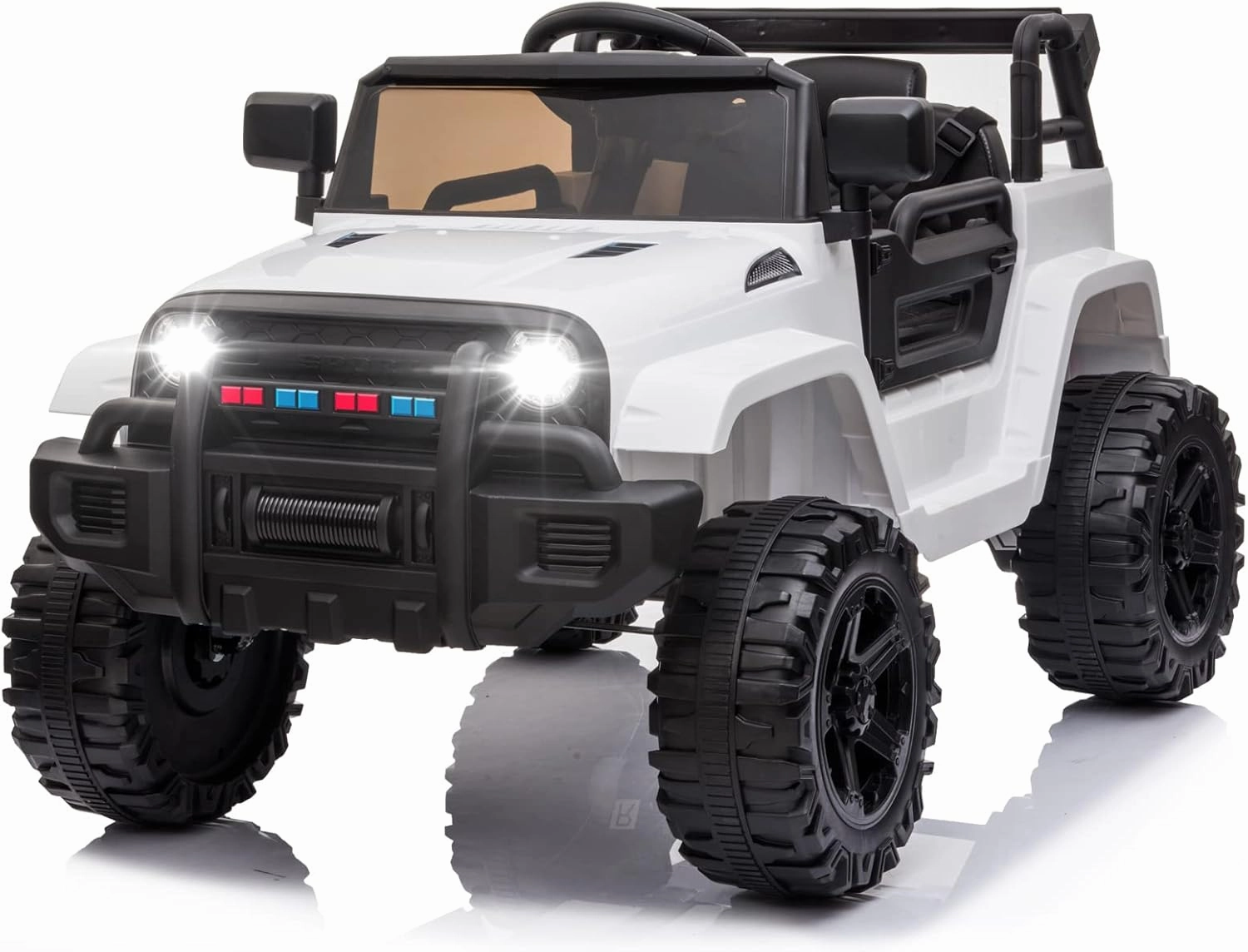 VALUE BOX Kids Ride On Truck, 2.4G Remote Control Kids Electric Ride-on Car 12V Battery Motorized Vehicles Age 3-5 w/ 3 Speeds, Spring Suspension, LED Lights, Horn, Music Player, Seat Belts (White)