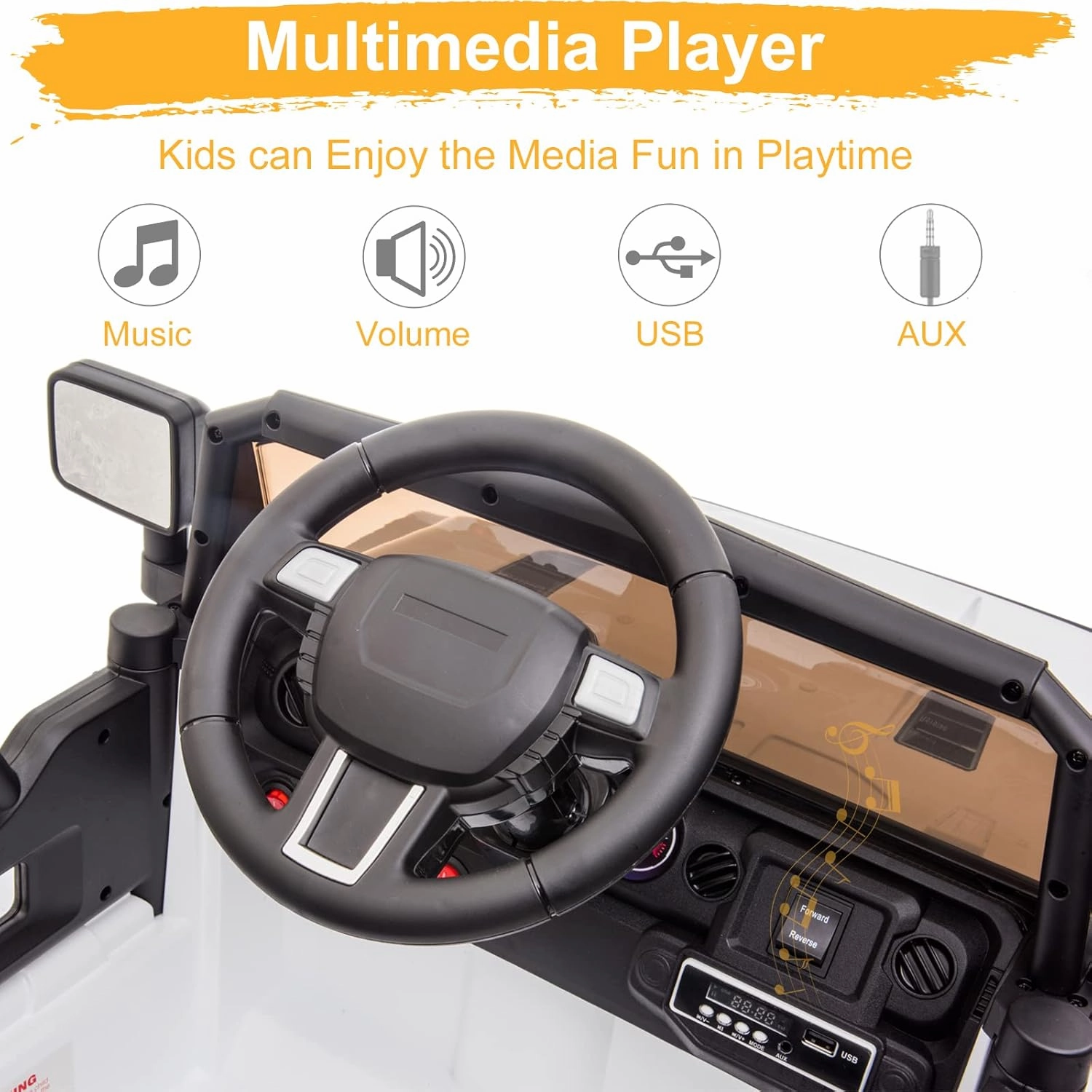 VALUE BOX Kids Ride On Truck, 2.4G Remote Control Kids Electric Ride-on Car 12V Battery Motorized Vehicles Age 3-5 w/ 3 Speeds, Spring Suspension, LED Lights, Horn, Music Player, Seat Belts (White)