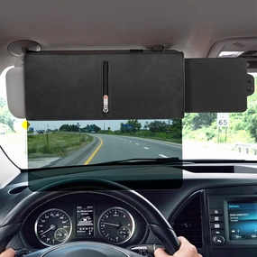 Veharvim Polarized Sun Visor for Car with Zipper Slider, Upgraded UV400 Car Sun Visor Extension with PC Lens and Side Sunshade,Anti-Glare Visor for Safe Driving,UV-Filtering/Protection