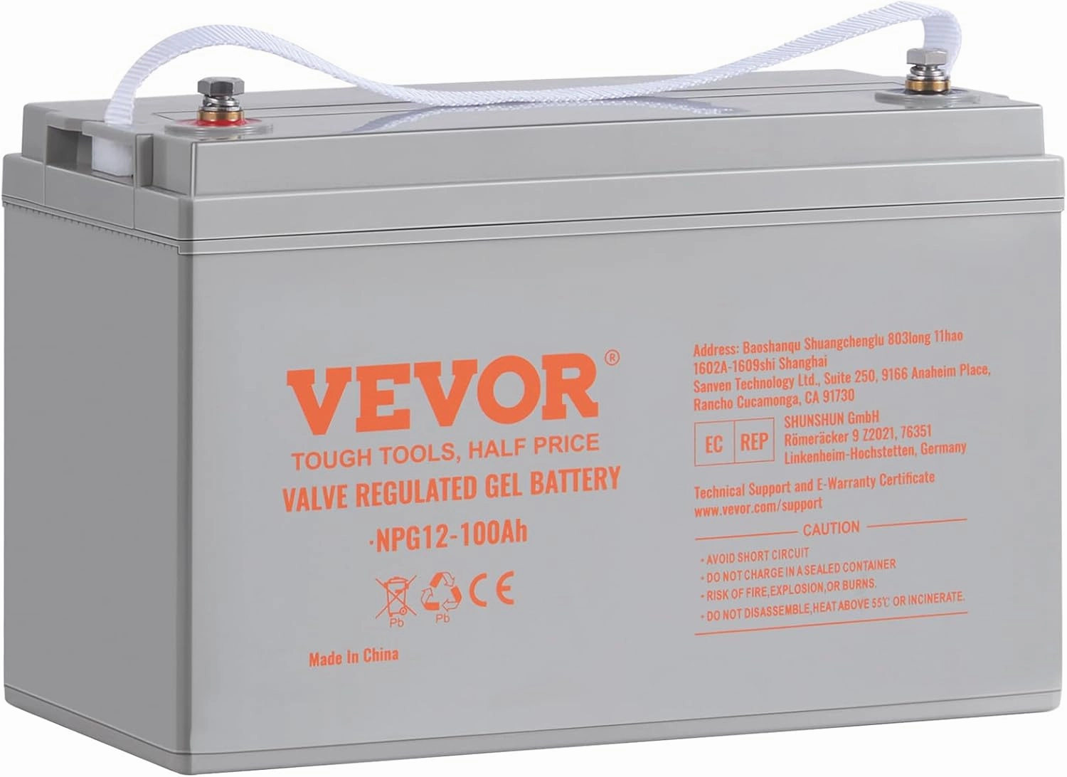 VEVOR Deep Cycle Battery, 12V 100 AH, AGM Marine Rechargeable Battery, High Self-Discharge Rate 800A Current, for RV Solar Marine Off-Grid Applications UPS Backup Power System