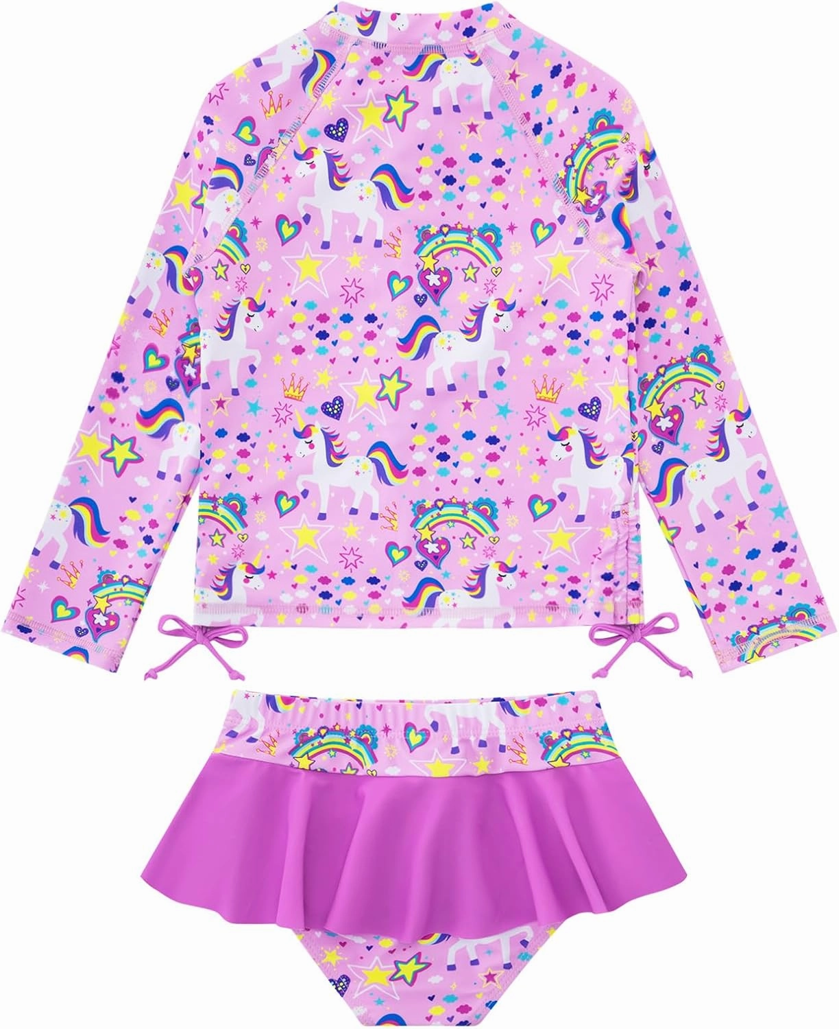 Vieille Toddler Girls Swimsuit 2 Piece Rash Guard Sets Long Sleeve Bathing Suit with UPF 50  Sun Protection 2-6 Years