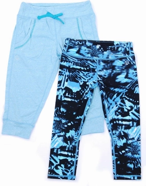 Vigoss Girls 2pc Athletic Set- Tie Dye Yoga Pant & Drawstring Jogger (7, Blue)