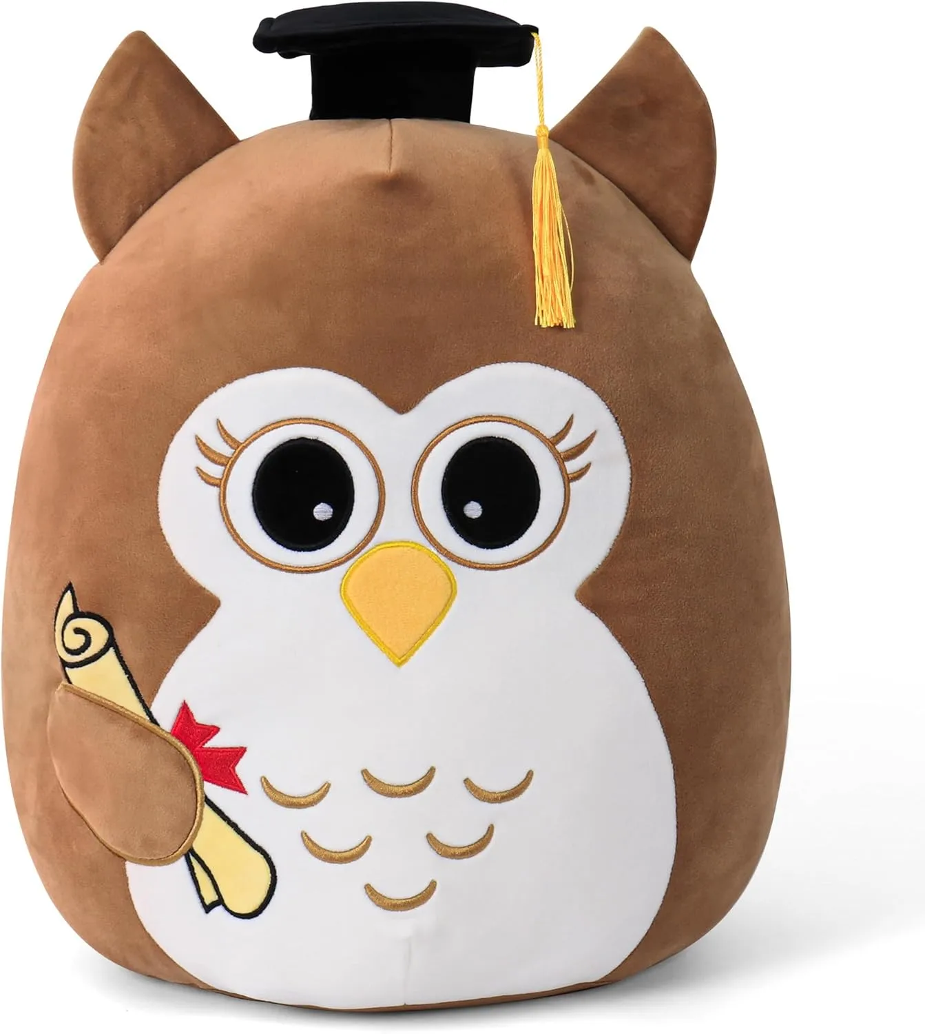 Vintage Brown Owl Graduation Plush 18in - Wisdom Stuffed Animal with Cap Class of 2025 - Classic Graduation Gift for Kindergarten to High School - Brown Owl