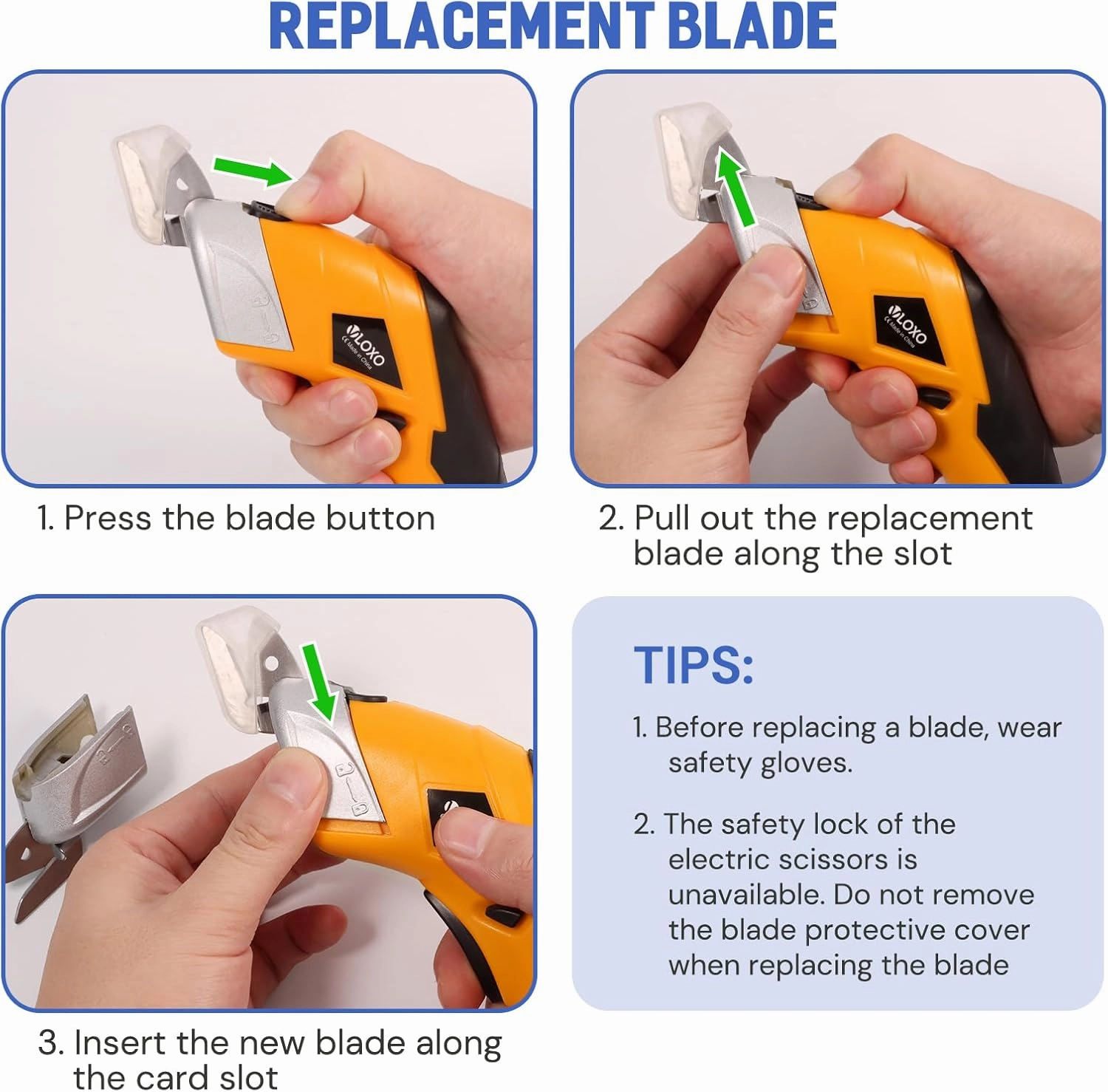 VLOXO Electric Scissors, Cordless Cardboard Cutter Power Fabric Scissors Mini Box Cutter with Blades Rechargeable Multi-Tool for Crafts Leather Cardboard Carpet Plastic Include Case Yellow