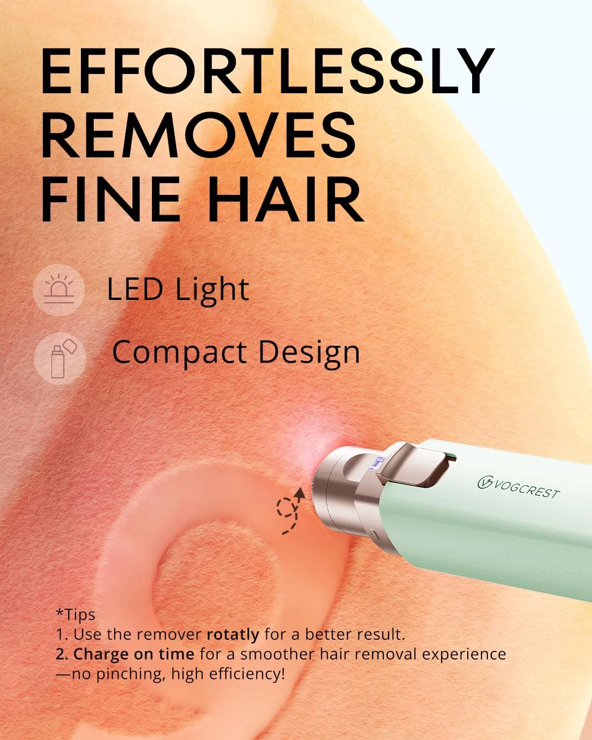 VOGCREST Hair Trimmer, 2 in 1 Facial Hair Remover & Eyebrow Trimmer for Women - Rechargeable, Portable, LED Light