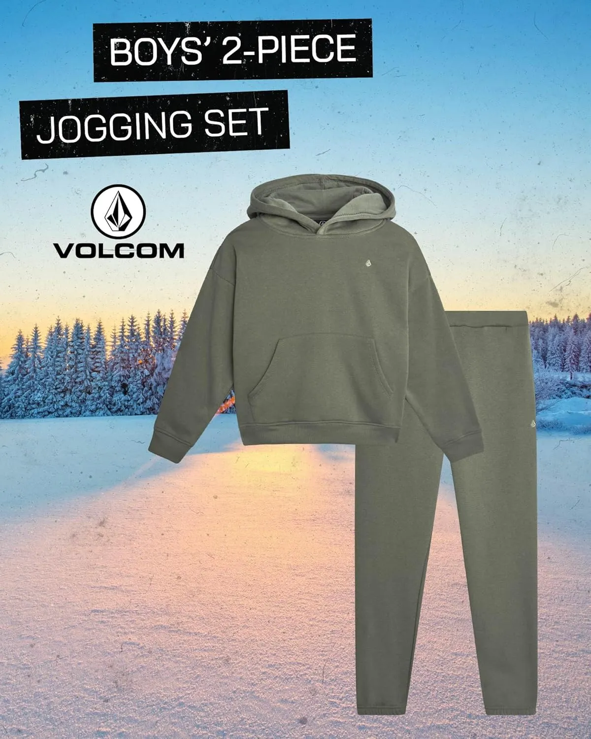 Volcom Boys' Active Tracksuit Set - 2 Piece Athletic Performance Fleece Hoodie Sweatshirt and Jogger Sweatpants (Sizes: 4-20)
