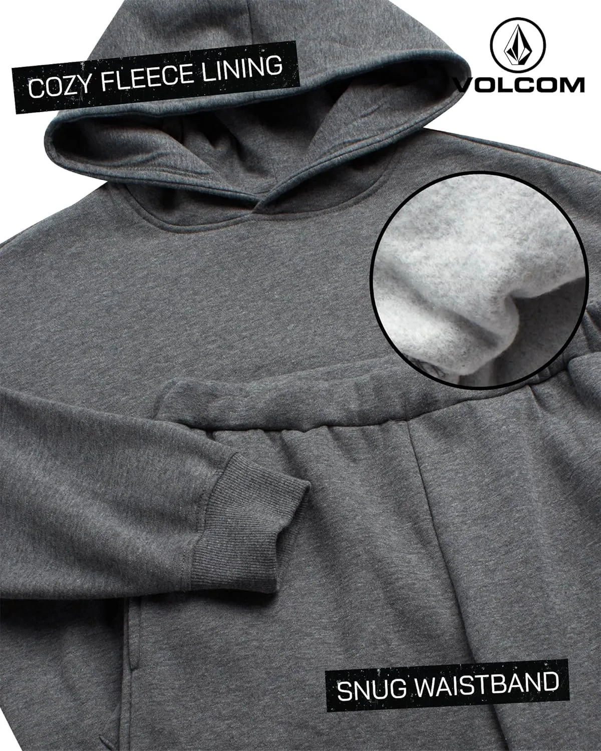 Volcom Boys' Active Tracksuit Set - 2 Piece Athletic Performance Fleece Hoodie Sweatshirt and Jogger Sweatpants (Sizes: 4-20)