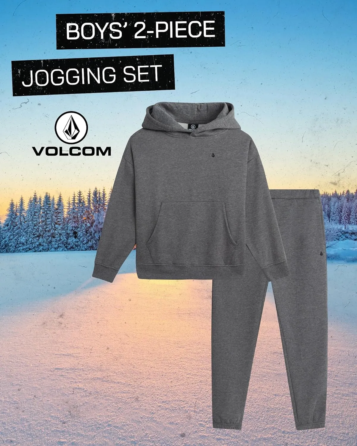Volcom Boys' Active Tracksuit Set - 2 Piece Athletic Performance Fleece Hoodie Sweatshirt and Jogger Sweatpants (Sizes: 4-20)