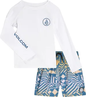 Volcom Boys' Rash Guard Set - 2 Piece UPF 50  Long Sleeve Swim Shirt and Trunks - Swimwear for Toddler Boys (Sizes: 2T-7)