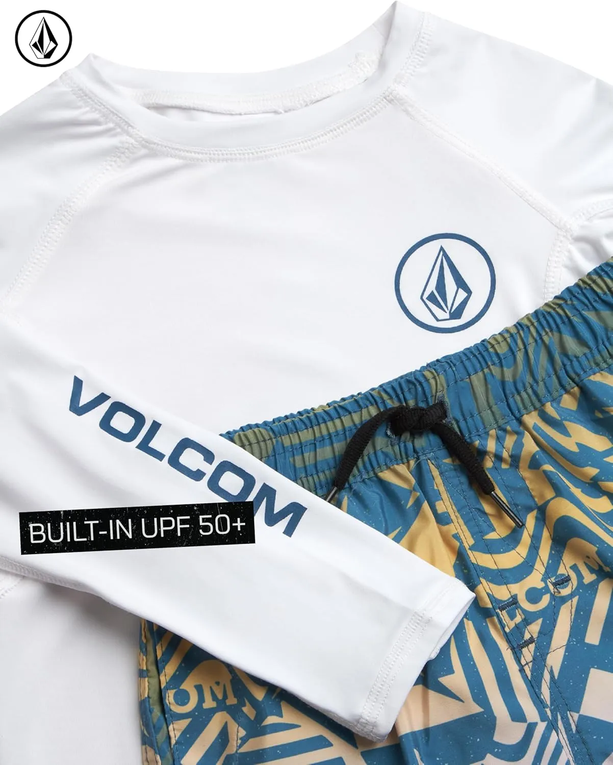 Volcom Boys' Rash Guard Set - 2 Piece UPF 50  Long Sleeve Swim Shirt and Trunks - Swimwear for Toddler Boys (Sizes: 2T-7)