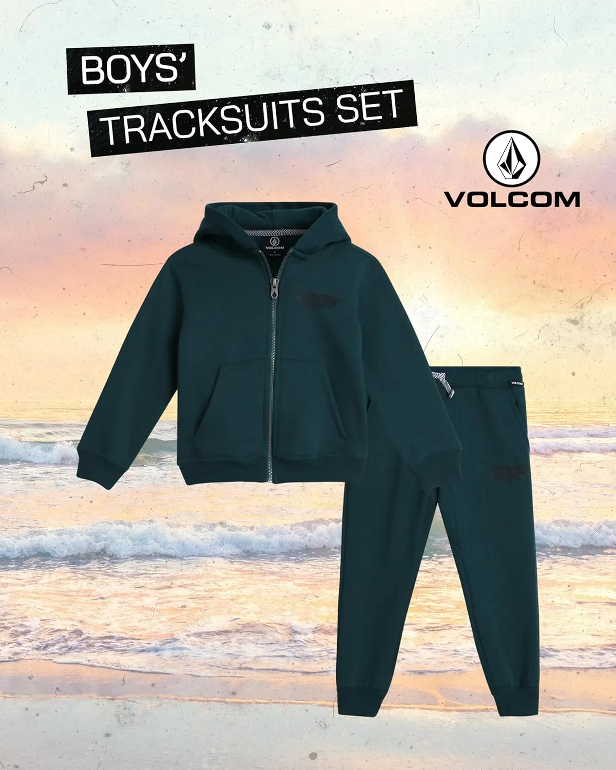 Volcom Infant Baby Boys' Tracksuits - 2 Piece Soft Fleece Full Zip Up Hoodie and Jogger Pants Set for Toddler Boys (12M-7)