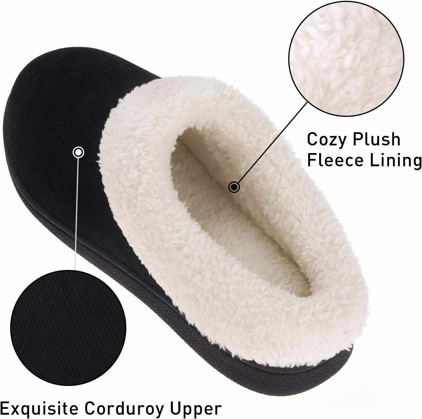 VONMAY Fuzzy House Slippers for Women Memory Foam Slippers with Fleece Collar Indoor Outdoor