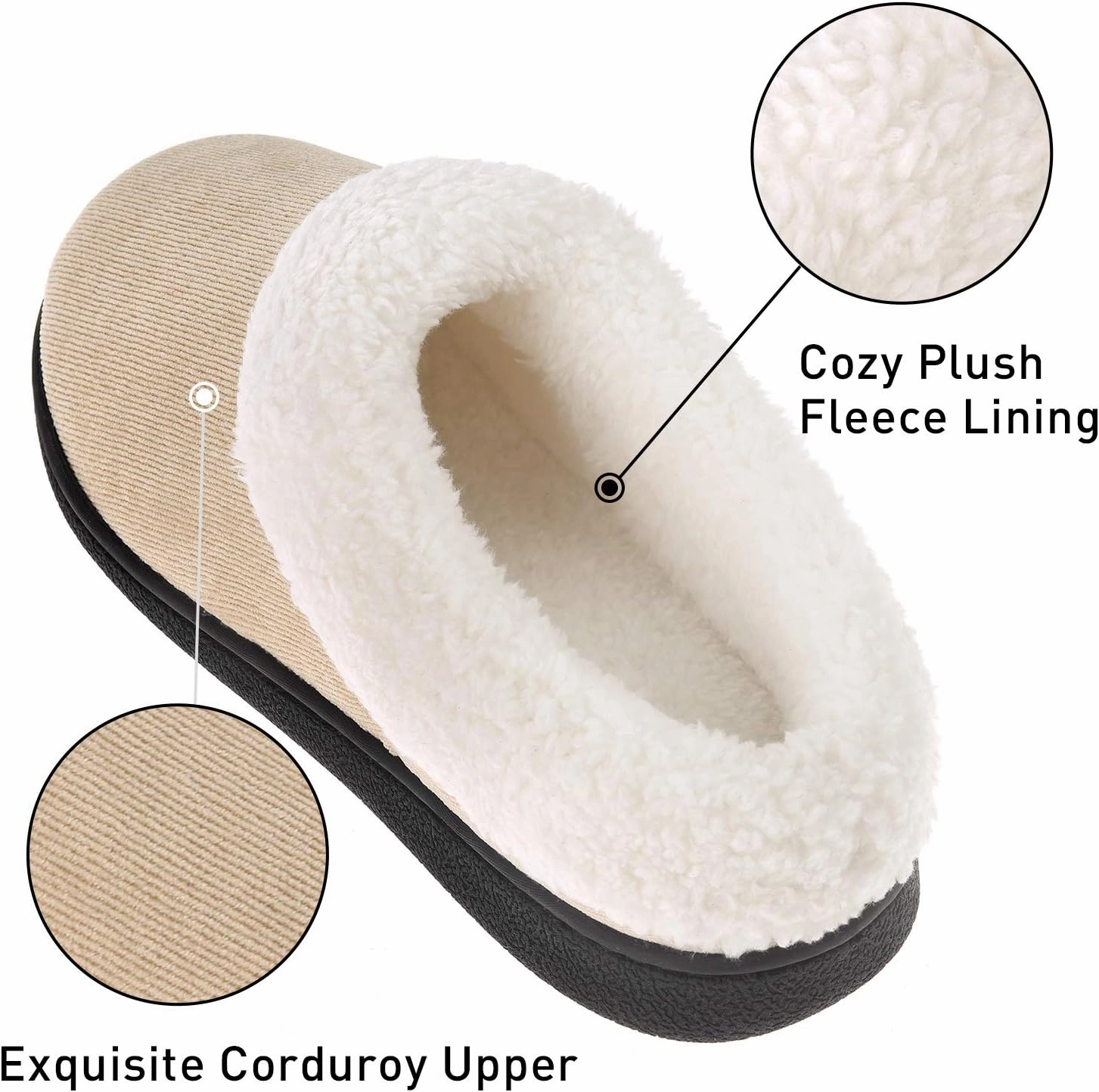 VONMAY Fuzzy House Slippers for Women Memory Foam Slippers with Fleece Collar Indoor Outdoor