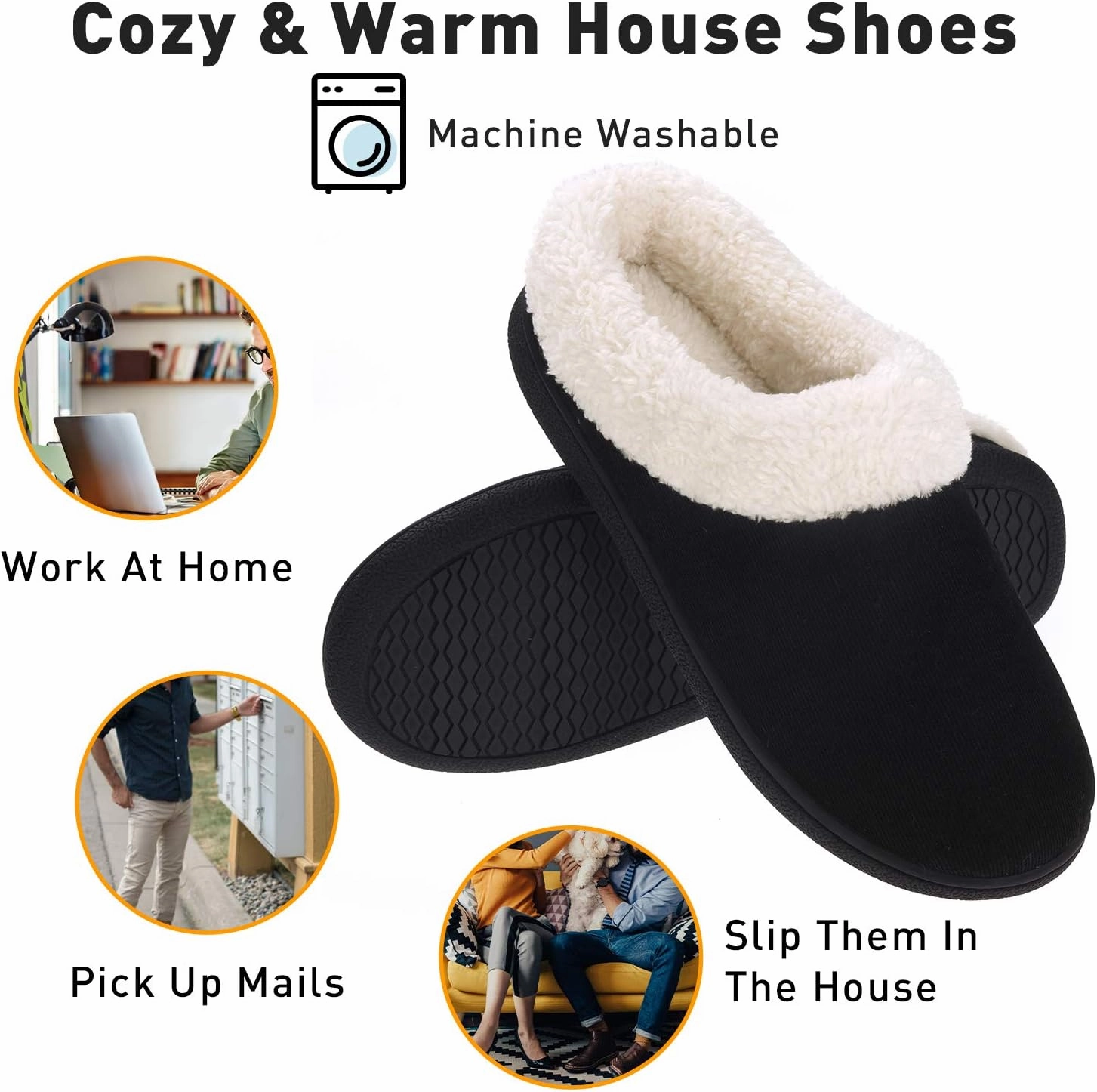 VONMAY Fuzzy House Slippers for Women Memory Foam Slippers with Fleece Collar Indoor Outdoor