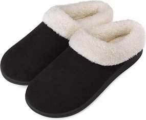 VONMAY Fuzzy House Slippers for Women Memory Foam Slippers with Fleece Collar Indoor Outdoor