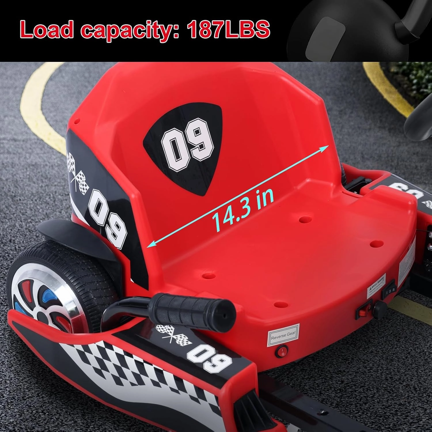 Walbest Electric Go-Kart Drift Kart, 16 MPH, Length Adjustable, Safe Drifting, Spacious Seat, 36V Rechargeable Battery, Red, For Kids 8-12 Years Old