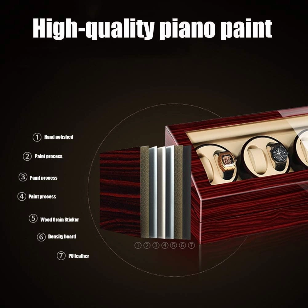 Watch Automatic Rotate Watch Winder 6 7 Storages Box Case,Leather Self-Winding Mechanical Watch Box with Quiet Motor,5 Adjustable Modes Self Winding,D