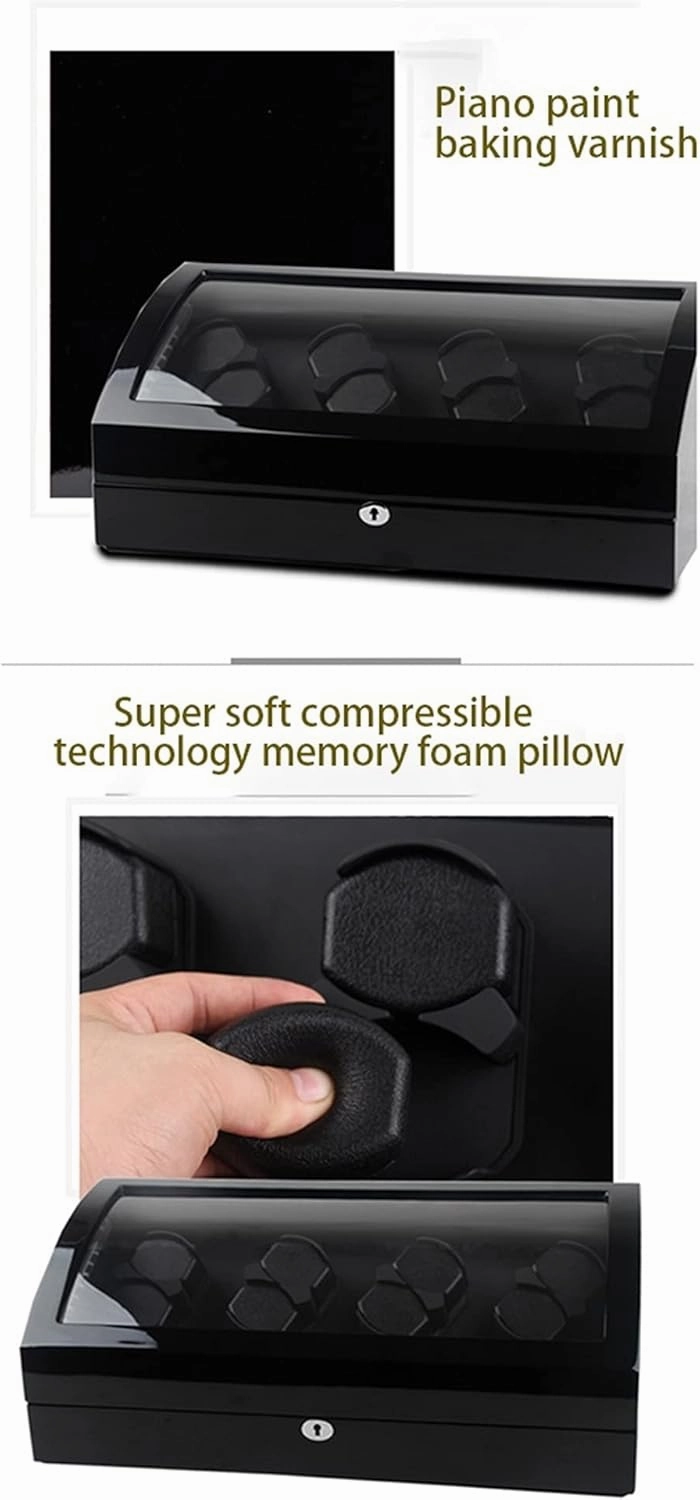 Watch Display Box High End Watch Winder for 8 Watches   8 Storages Large Capacity Watches Display Box with Led Lights Soft Flexible Watch Pillows Super Quiet,Black a-8 8