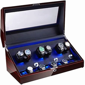 Watch Shaker 6 10 Watch Winder for Automatic Watches Soft Flexible Watch Pillow LED Illumination Quiet Motor Piano Paint Exterior