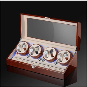 Watch Storage Box Automatic Watch Winder with LED Light, Wood Veneer 17 Storage Spaces 5 Rotation Modes Silent Motor, Can be Used with Watches for Both Men & Women Watch Display Storage Box