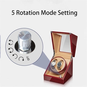Watch Winder Automatic Silent Motor Flexible Pillow Wood Display Box(4 0)