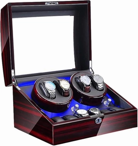 Watch Winder Automatic Winding With Led Light Watch Winder Box Soft Watch Pillow Ac Adapter And Battery Powered Quiet Motor Accessories,