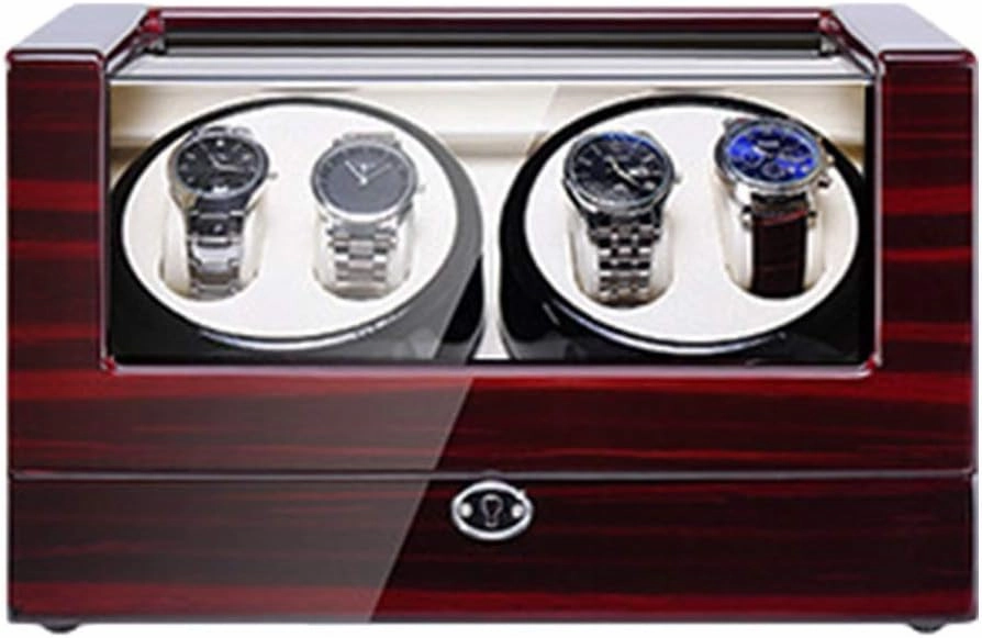 Watch Winder Automatic Winding with LED Light Watch Winder Box Soft Watch Pillow AC Adapter and Battery Powered Quiet Motor Watch Winder Display Watch Box Watch Storage Gift