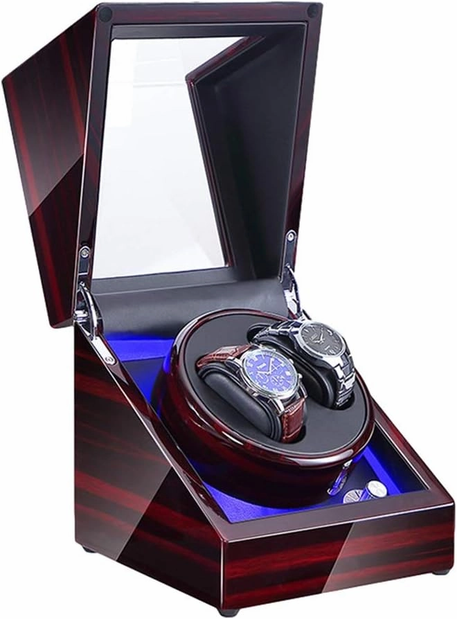 Watch Winder Automatic Winding with LED Light Watch Winder Box Soft Watch Pillow AC Adapter and Battery Powered Quiet MotorWatch Winder for Automatic Watches