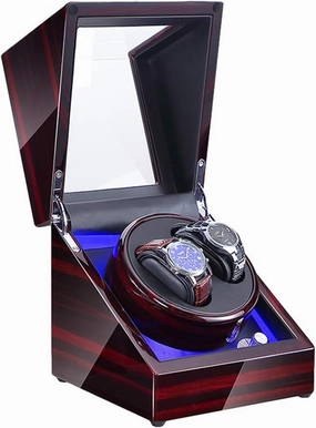 Watch Winder Automatic Winding with LED Light Watch Winder Box Soft Watch Pillow AC Adapter and Battery Powered Quiet MotorWatch Winder for Automatic Watches