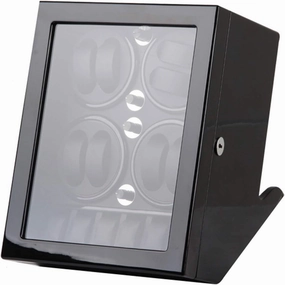 Watch Winder For 8 Automatic Watches With 5 Display Storage Spaces Wood Shell Piano Paint Exterior Silent Motor,Black