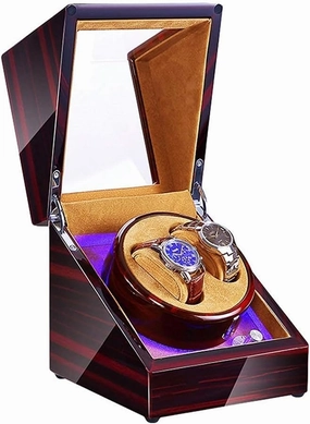 Watch Winder Watch Winder Automatic Winding with LED Light Watch Winder Box Soft Watch Pillow AC Adapter and Battery Powered Quiet Motor Watch Winder