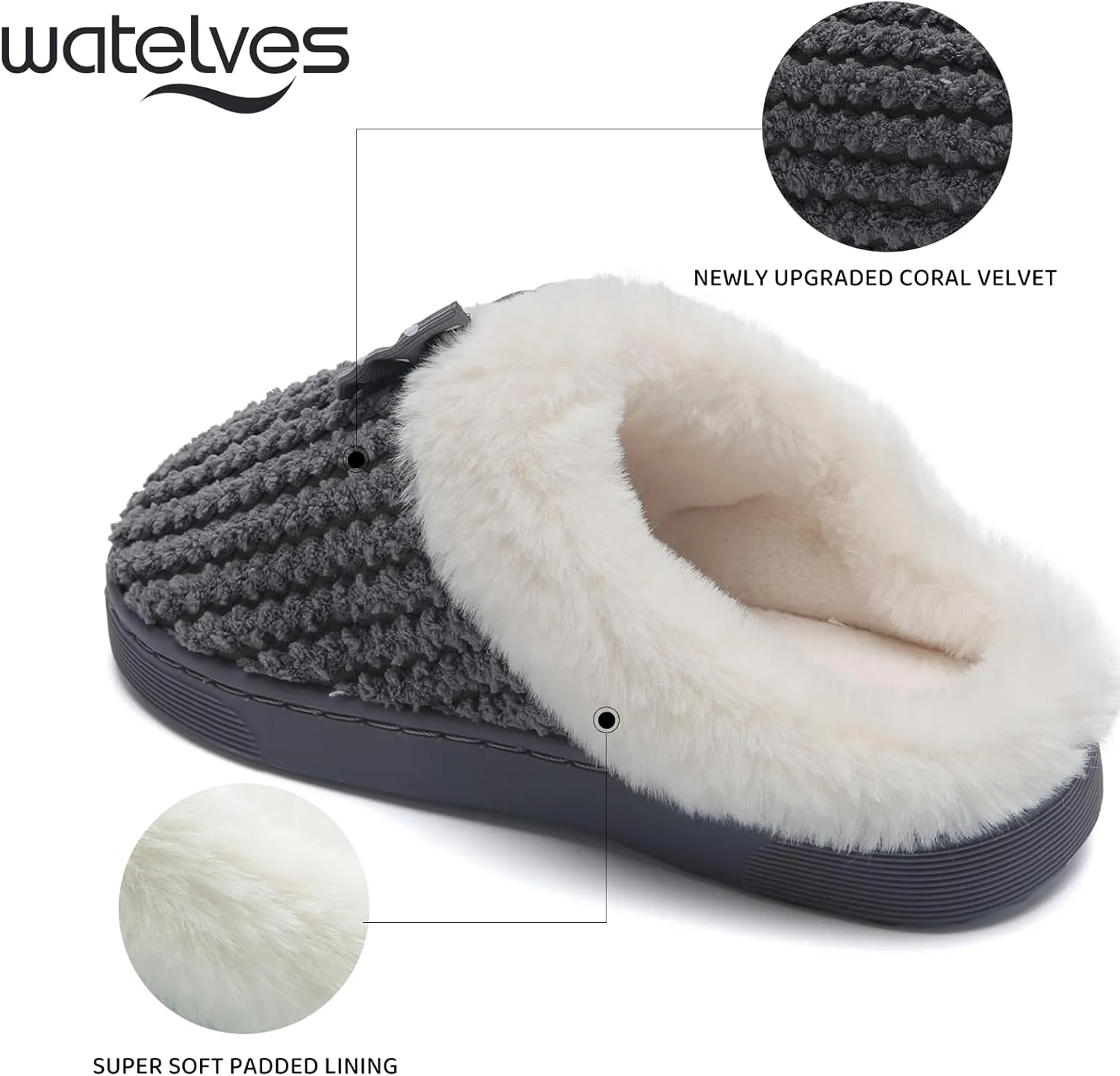 WateLves Girls Slippers Memory Foam Toddler Kids Comfort Wool-Like Plush Fleece Lined House Shoes for Indoor & Outdoor