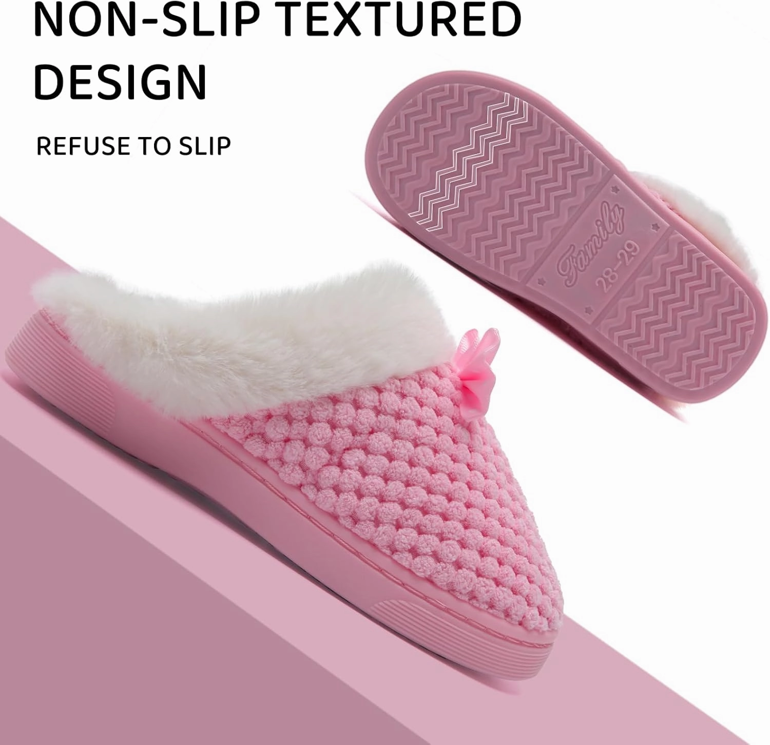 WateLves Girls Slippers Memory Foam Toddler Kids Comfort Wool-Like Plush Fleece Lined House Shoes for Indoor & Outdoor
