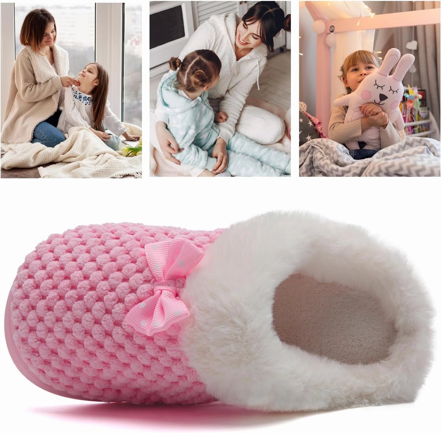 WateLves Girls Slippers Memory Foam Toddler Kids Comfort Wool-Like Plush Fleece Lined House Shoes for Indoor & Outdoor