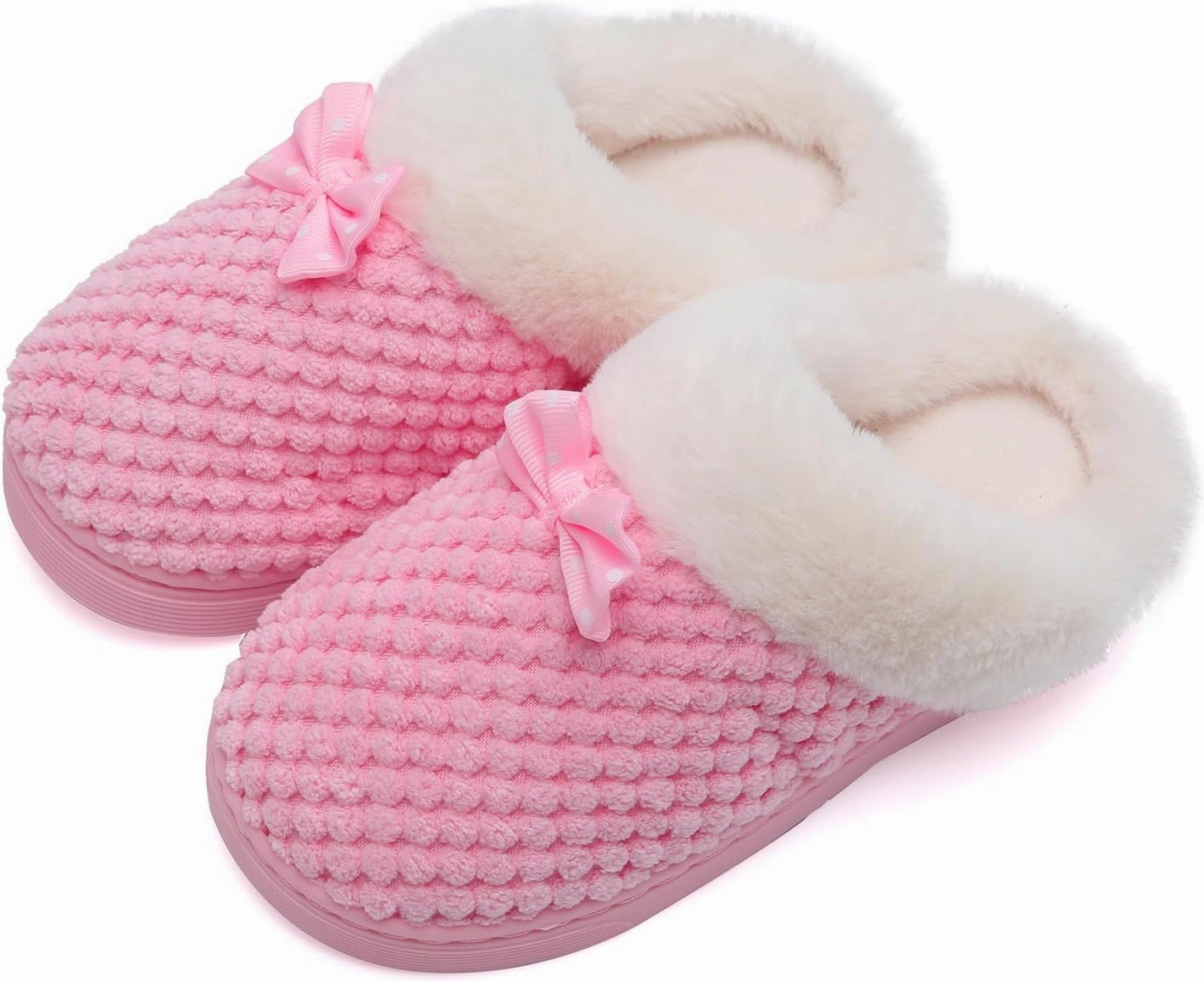 WateLves Girls Slippers Memory Foam Toddler Kids Comfort Wool-Like Plush Fleece Lined House Shoes for Indoor & Outdoor