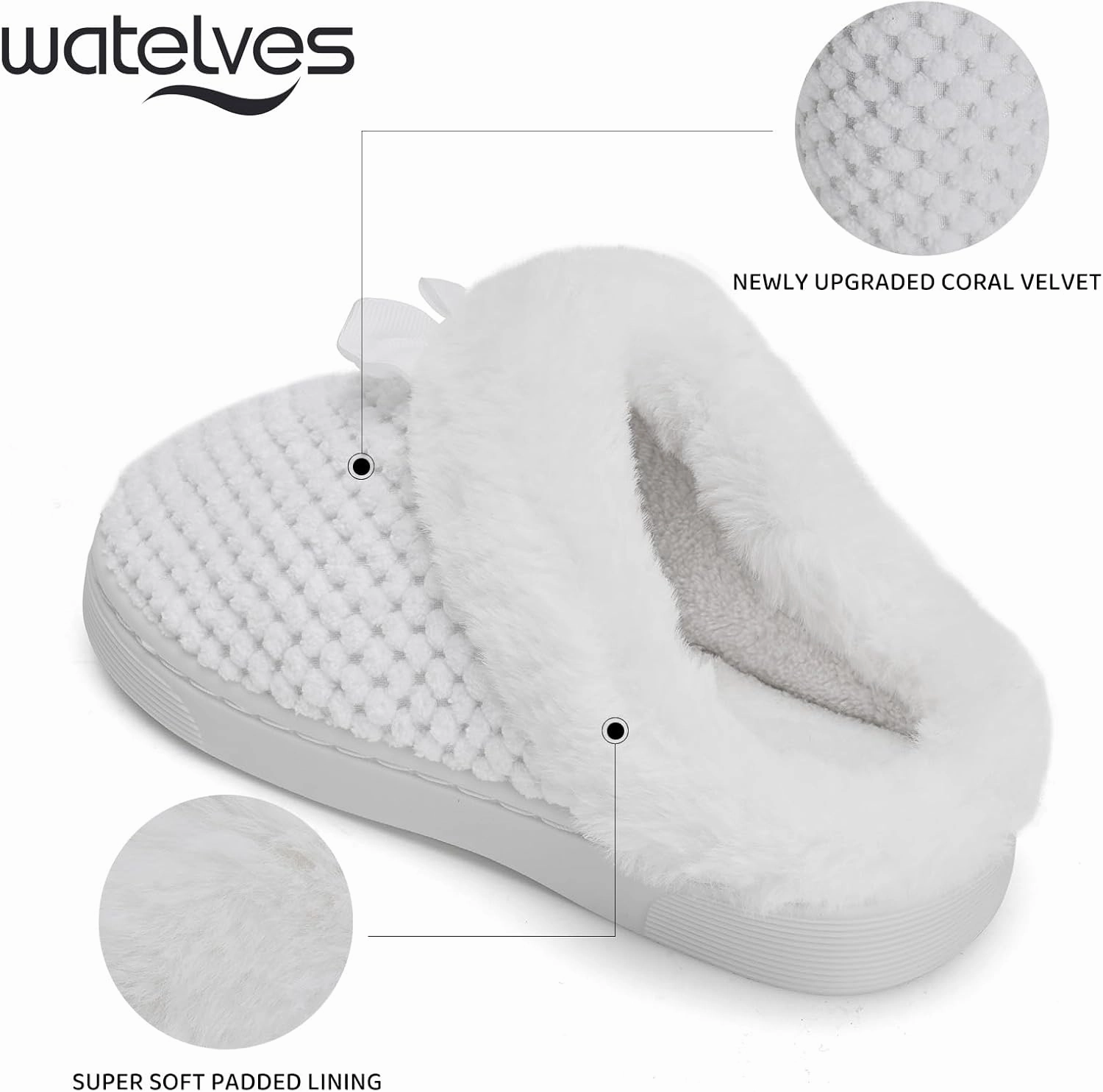 WateLves Girls Slippers Memory Foam Toddler Kids Comfort Wool-Like Plush Fleece Lined House Shoes for Indoor & Outdoor
