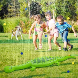 Water Sprinkler for Kids Outdoor Play, Inflatable Dinosaur Summer Toys with Water Balloons, Water Activities for Kids Backyard Fun Game, Boy Girl Toddler Sprinklers for Outside Park Lawn Party Gifts