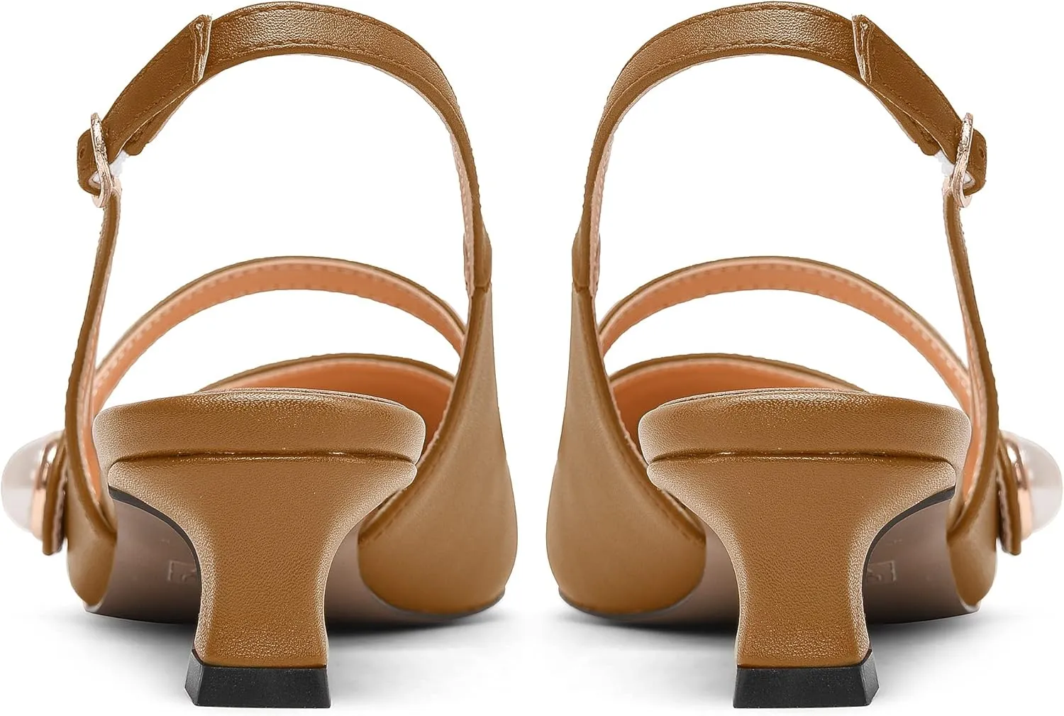 WAYDERNS Womens Dating Matte Pointed Toe Fashion Slingback Solid Buckle Spool Low Heel Pumps Shoes 1.5 Inch