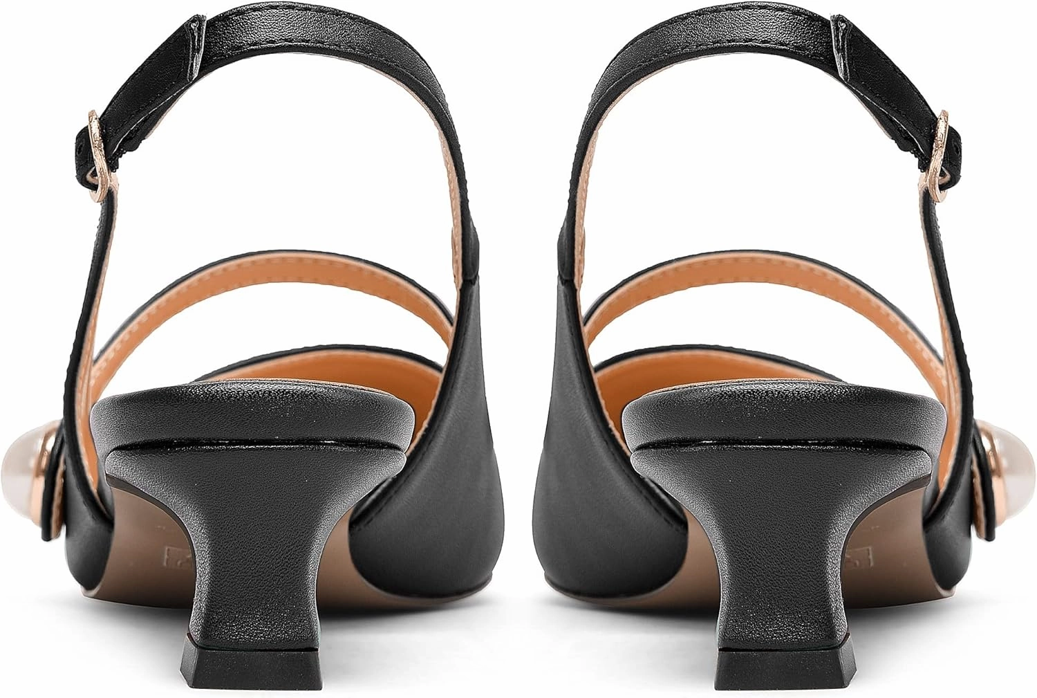 WAYDERNS Womens Dating Matte Pointed Toe Fashion Slingback Solid Buckle Spool Low Heel Pumps Shoes 1.5 Inch
