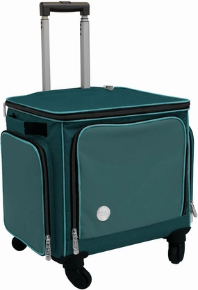 We R Makers Crafter’s Trolley Rolling Tote Bag, Mint, Tote with Wheels with Large Pockets, Storage Bag, Essential for Tools and Scrapbooking Crafting Supplies