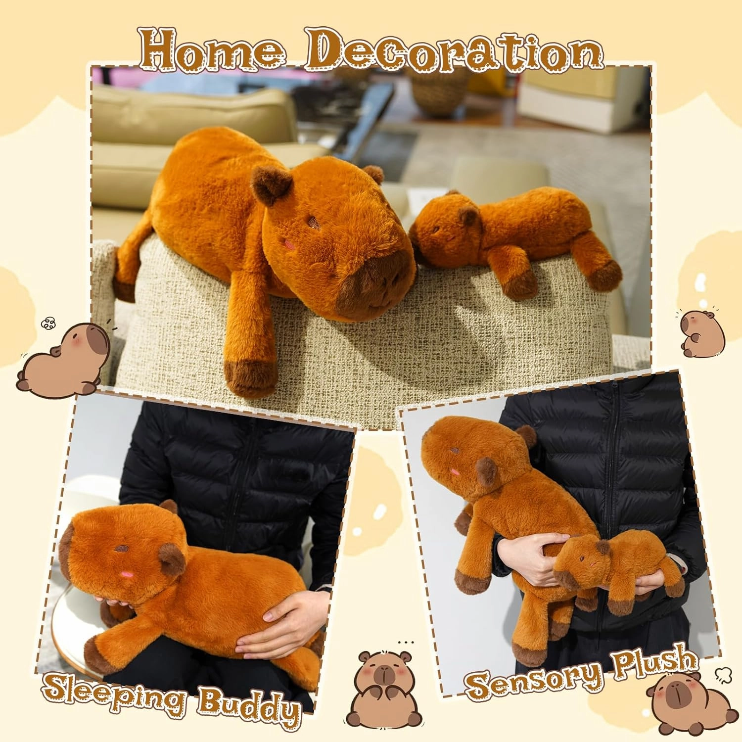 Weighted Capybara Stuffed Animal,21in 1.9lb Weighted Stuffed Animals Soft Capybara Plush Pillow for Kids, Cute Huggable Cartoon Plush Gifts for Kids, Boys and Girls