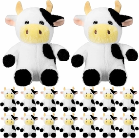 Wettarn 16 Pcs Cow Stuffed Animal Gift Bulk Adorable Plush Toy Floppy Dairy Cattle Soft Cuddly Cow Graduation Party Favor for Boys Girls Party Decoration