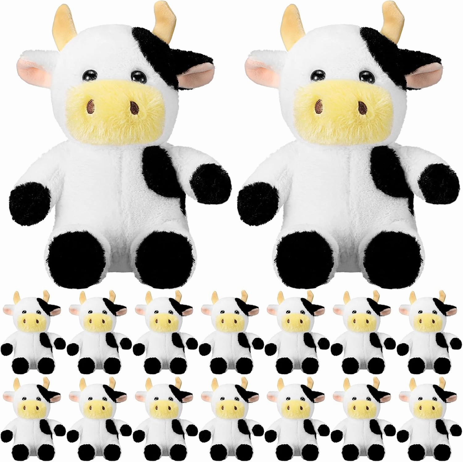 Wettarn 16 Pcs Cow Stuffed Animal Gift Bulk Adorable Plush Toy Floppy Dairy Cattle Soft Cuddly Cow Graduation Party Favor for Boys Girls Party Decoration