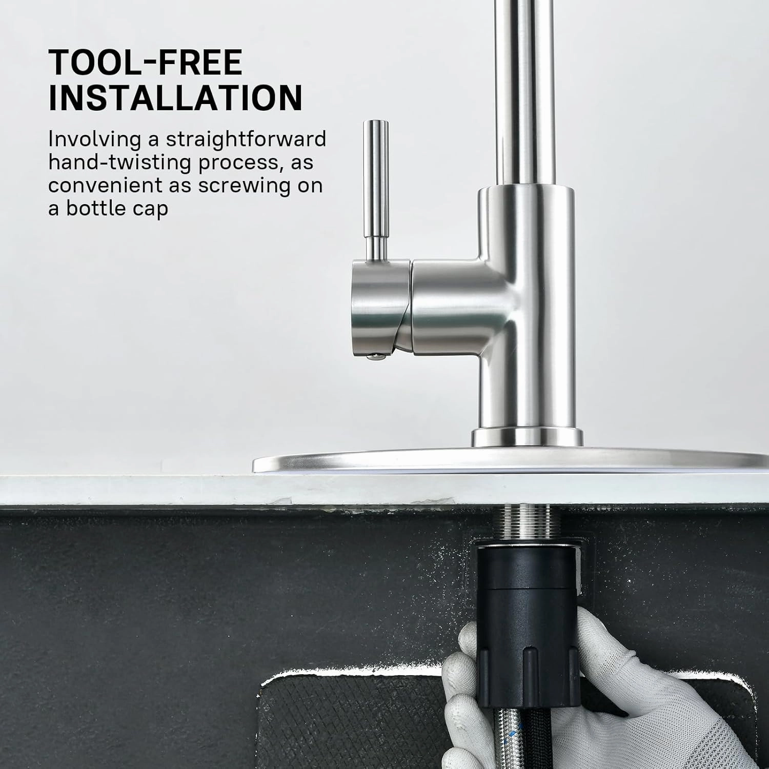 WEWE Kitchen Faucet with Pull Down Sprayer, Brushed Nickel Kitchen Sink Faucet Fits 1 or 3-Hole Kitchen Sinks, Single Handle Premium Stainless Steel, Suitable for RV, Farmhouse, Bar (Set of 2)