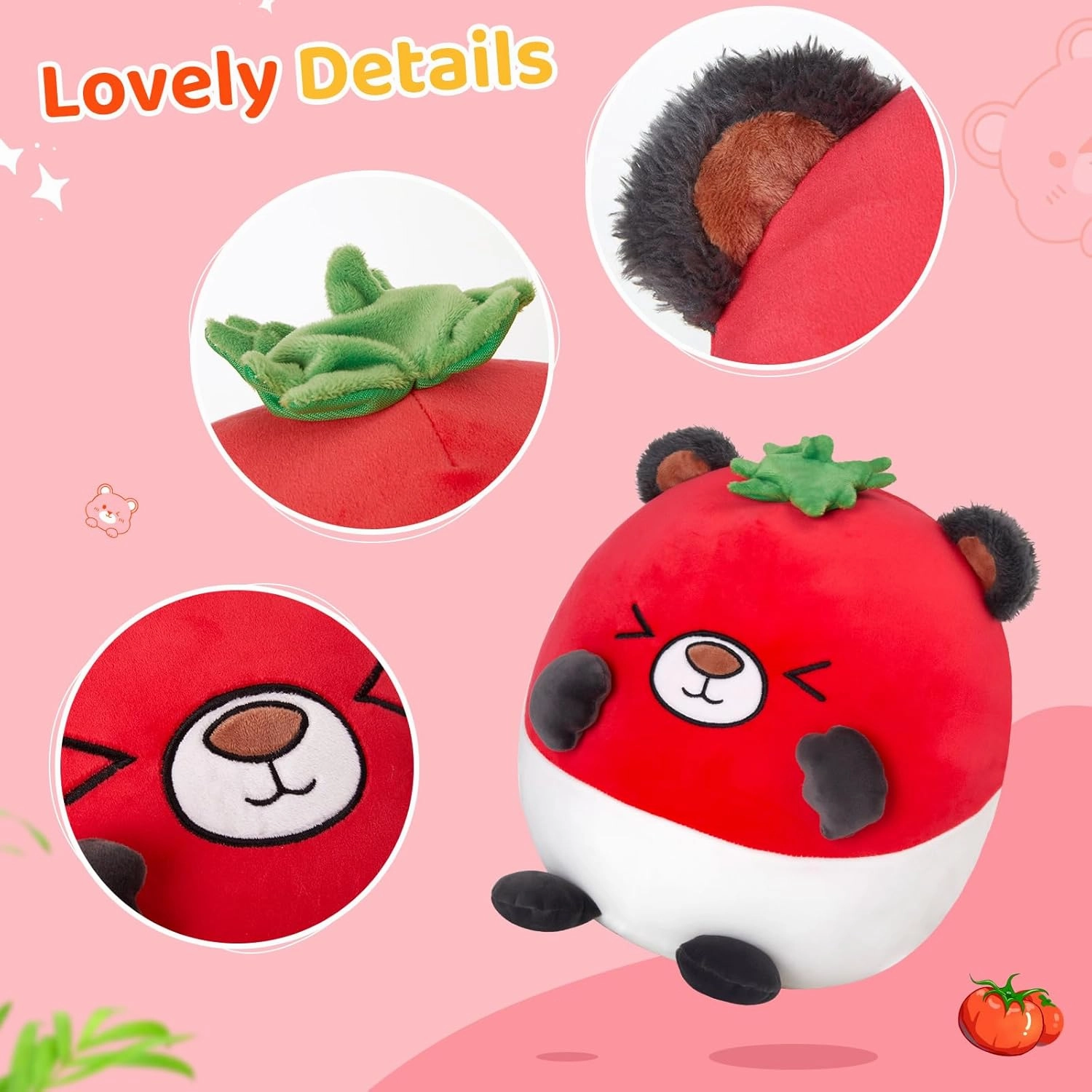 WEWILL 12‘’ Cute Tomato Bear Soft Plush Pillow Toy Birthday Christmas for Toddler Kids Boys Girls