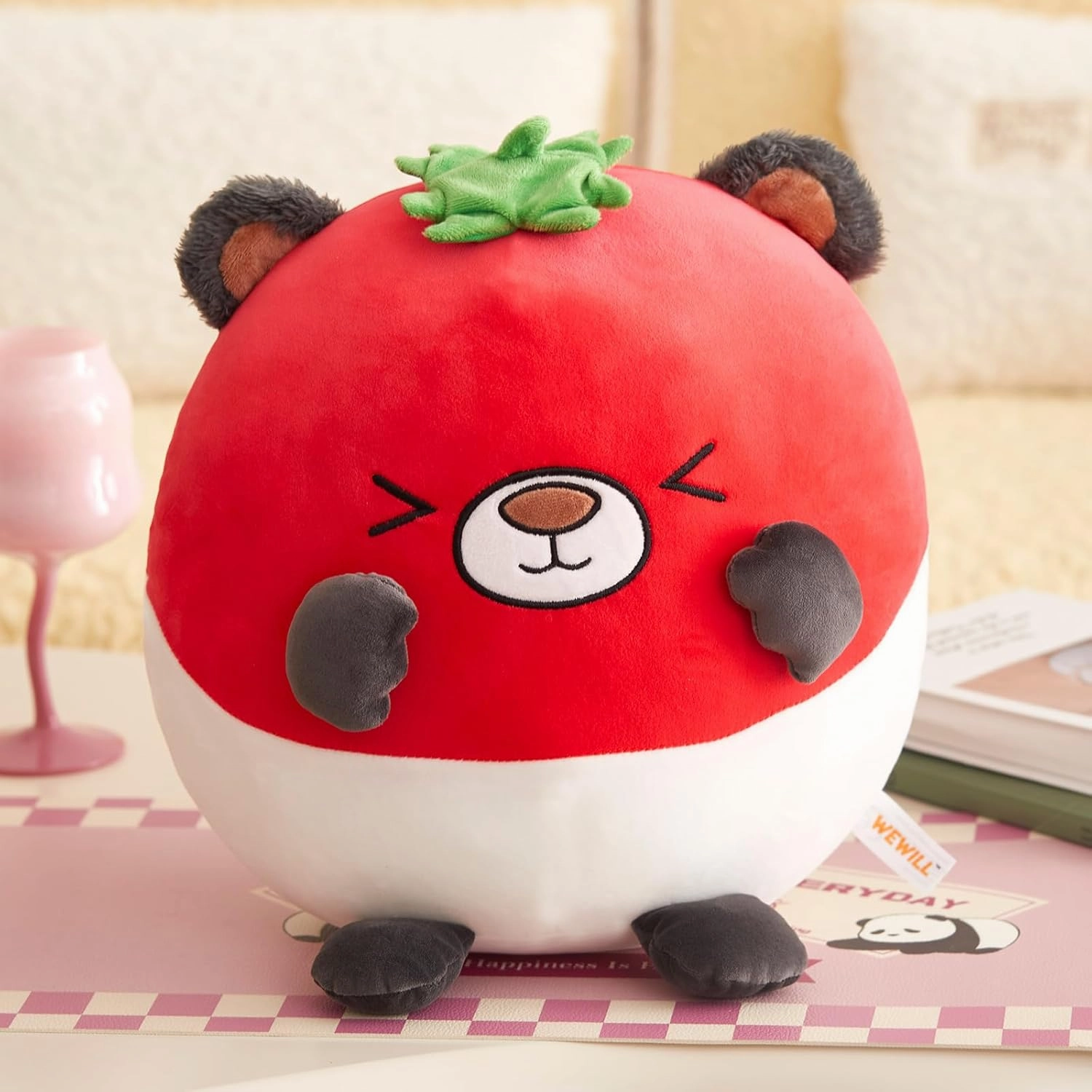 WEWILL 12‘’ Cute Tomato Bear Soft Plush Pillow Toy Birthday Christmas for Toddler Kids Boys Girls